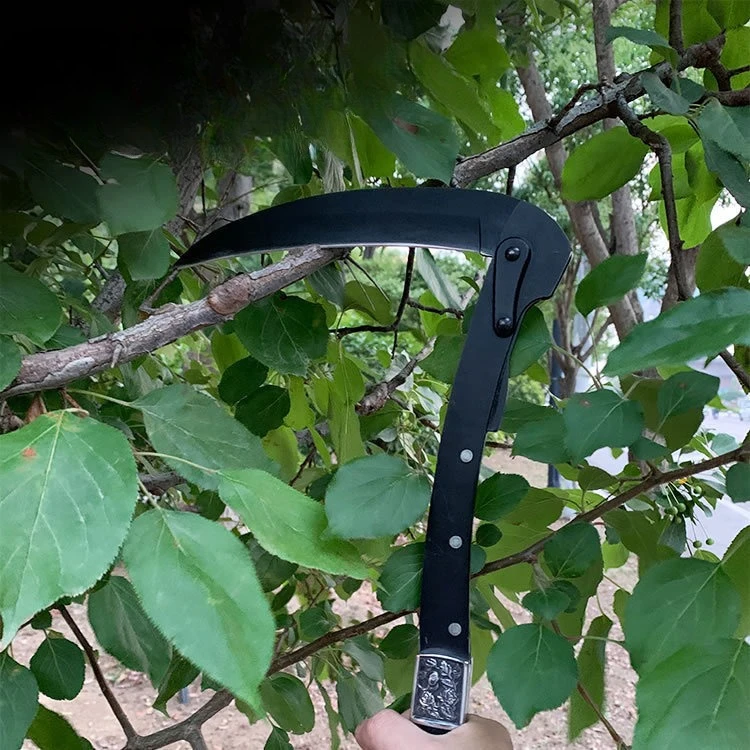 1PC Black Folding Sickle With Stainless Steel Blade & Scabbard Suitable For Agricultural Mowing garden tools agricultura