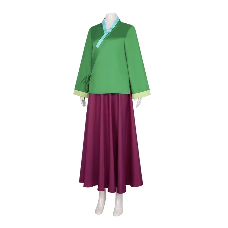 Maomao Cosplay Costume Anime The Apothecary Diaries Dress Skirt Green Top Women Kimono Uniform Halloween Carnival Party - view 2
