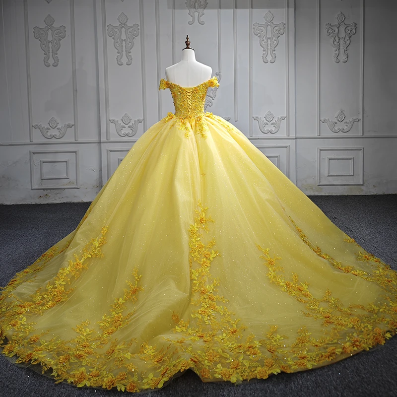 Perlen romantische Quince anera Kleider für Frauen Organza Ballkleid von der Schulter dy5842 schnüren 3d Blume Vestido de 15 Años