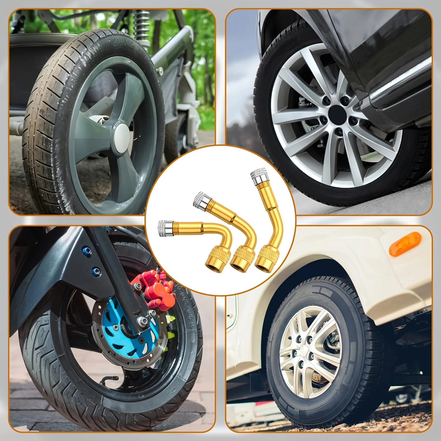 

3pcs Tyre Valve Stem Extender Front Rear Tyre Inflation Extension Rod For Motorhomes Bicycles Motorcycles Tyre Inflation Tool