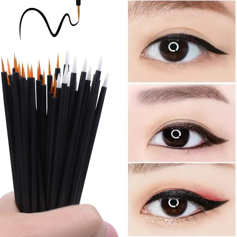 Descartável Eyeliner Brushes Set, Sobrancelha e Lip Brushes, Eyeshadow Tool, Wands Aplicador, Maquiagem Ferramentas, 50Pcs