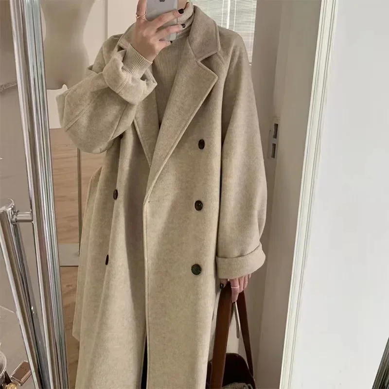 

New Coat Women Hepburn Wind Temperament Winter Coat Thickened Medium Length Woolen Coat Soft Delicate Versatile Coats for Women