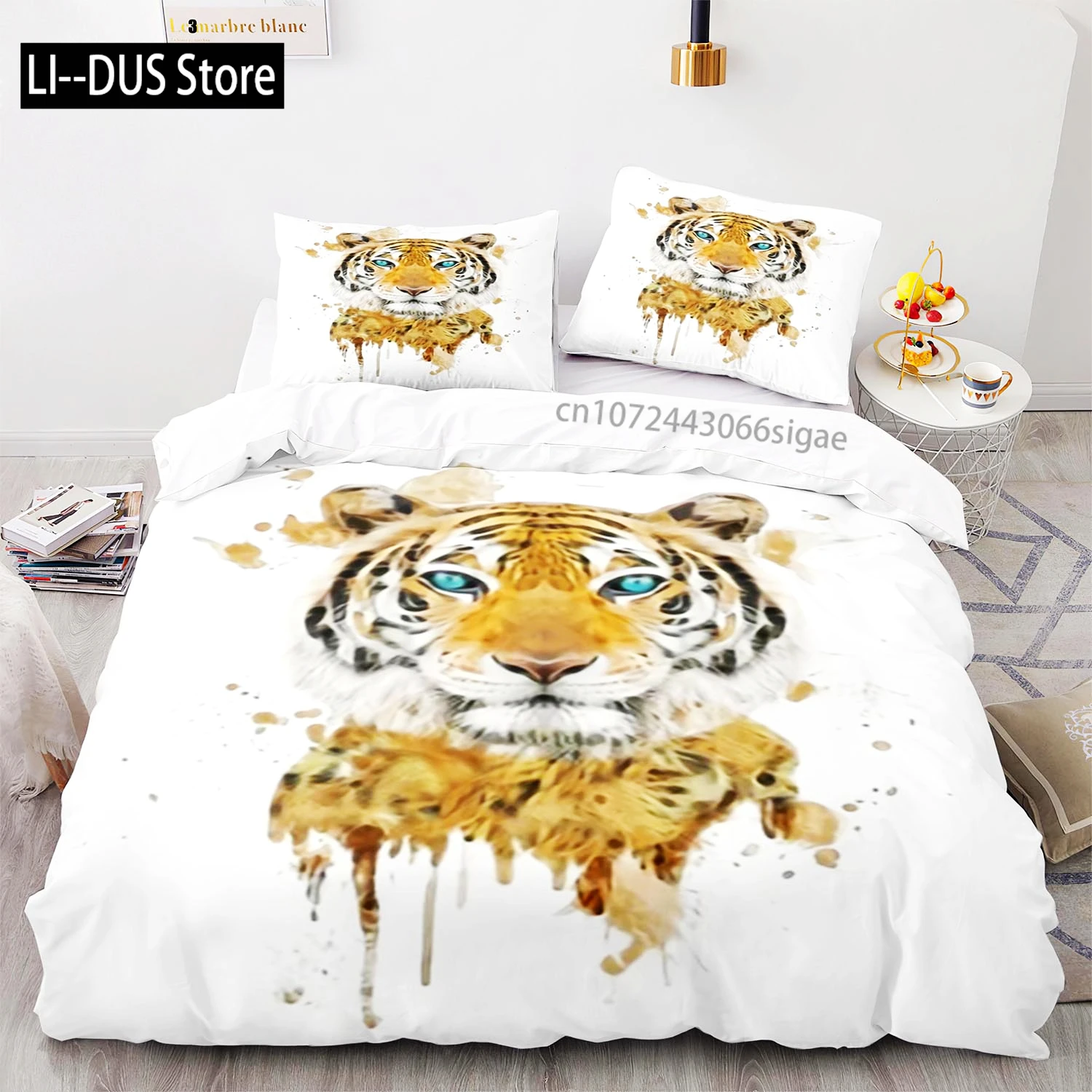 

Tiger Bedding Set Single Twin Full Queen King Size Tiger Leopard Bed Set Aldult Kid Bedroom Duvetcover Sets 3D Anime 015