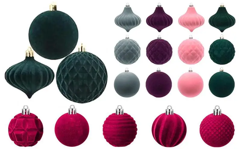 25 pezzi di palline di Natale in velluto, palline di Natale floccate, palline decorative per l\'albero di Natale, per feste, matr