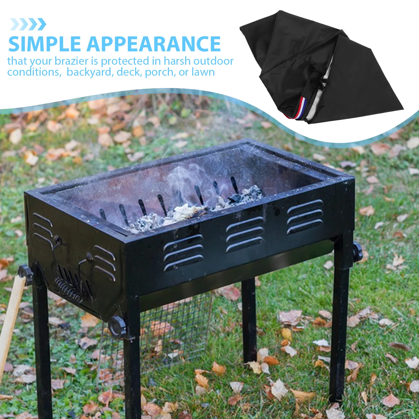Pokrowiec na palenisko kwadratowe, wytrzymały, wodoodporny, do użytku na zewnątrz, na patio, kominek, ochrona przed promieniowaniem UV, deszczem i śniegiem, z wentylacją.
