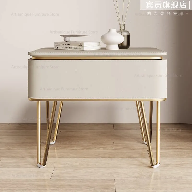 Modern End Table with Drawers Bedside Table Particle Board Study Room Household Durable Entryway Space Saving mesa auxiliar