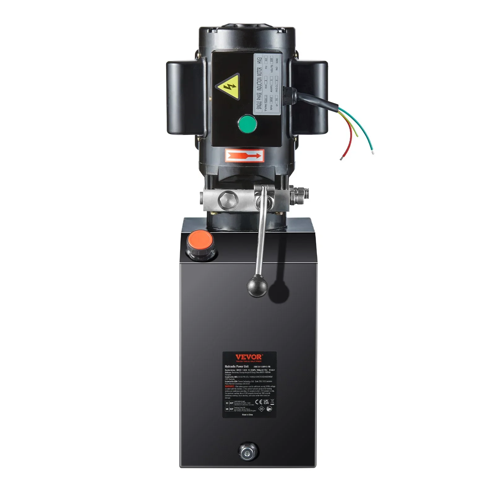 

Hydraulic Pump, 15 Quart Hydraulic Power Unit, Single Acting Dump Trailer Pump, 1.7 GPM Flow Rate, 3200 PSI Max
