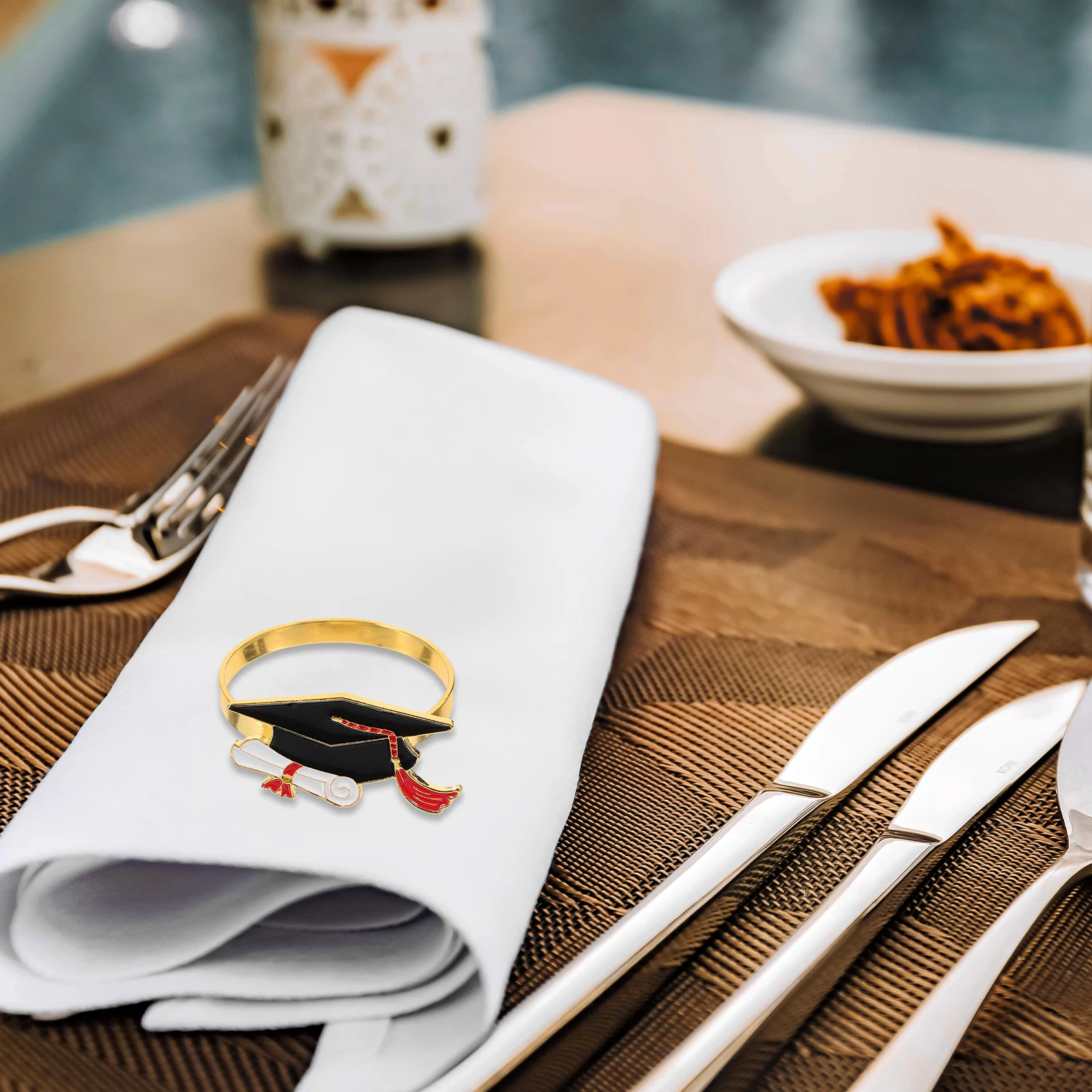 

Graduation Cap Napkin Rings Creative Metal Party Decor Alloy Dining Serviette Holders Elegant Table Buckles