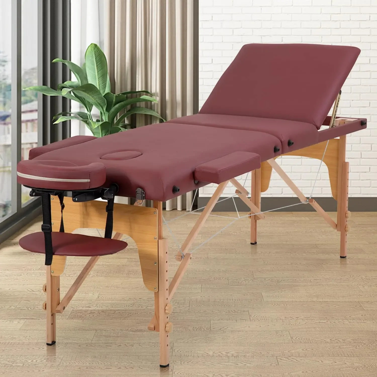 

Portable 3 Section Folding Wooden Camillas De Masajes PU Massage Table and Salon Spa Eyelash Bed Massage Bed