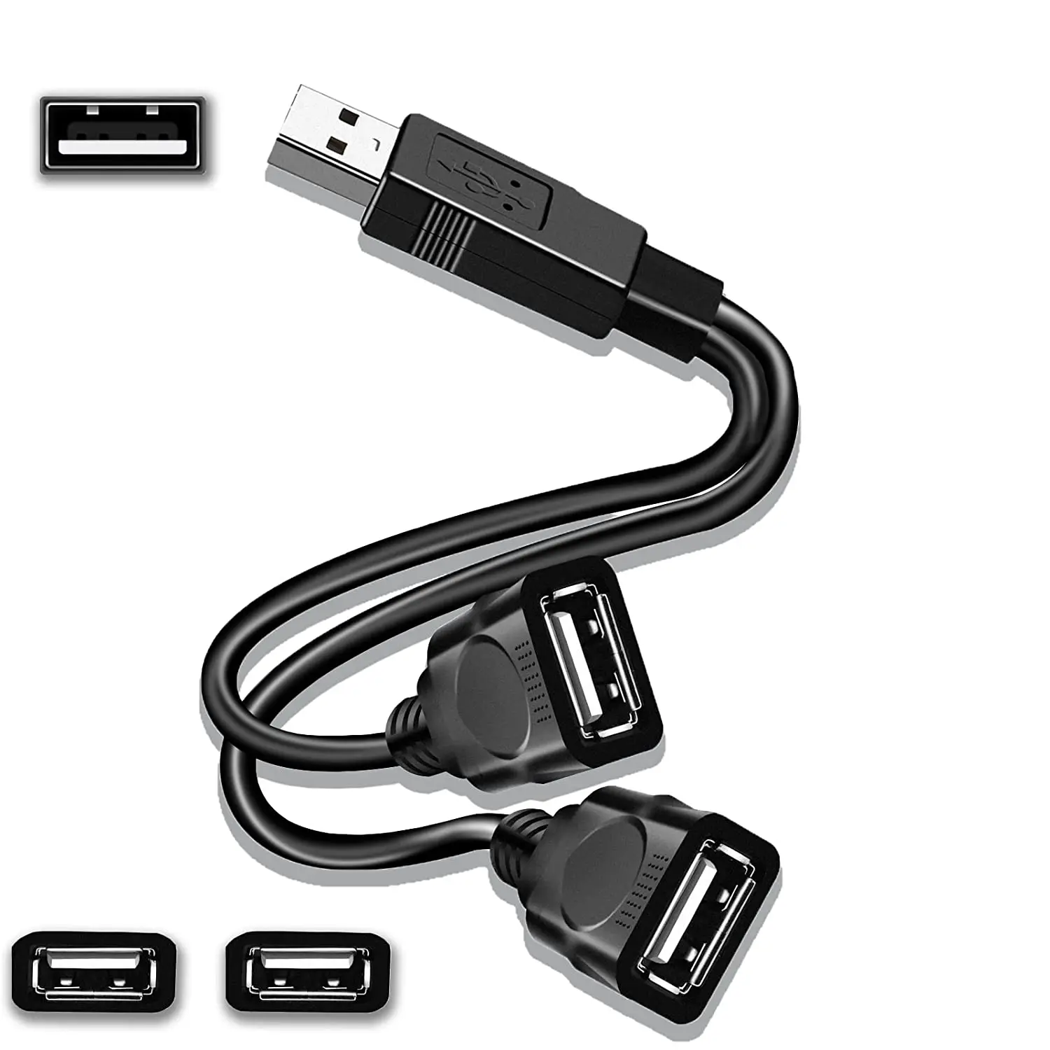 USB Splitter Cable, USB 2.0 Y สายเคเบิล Splitter,USB ชายคู่ USB อะแดปเตอร์หญิงสำหรับอุปกรณ์ USB ทั้งหมด