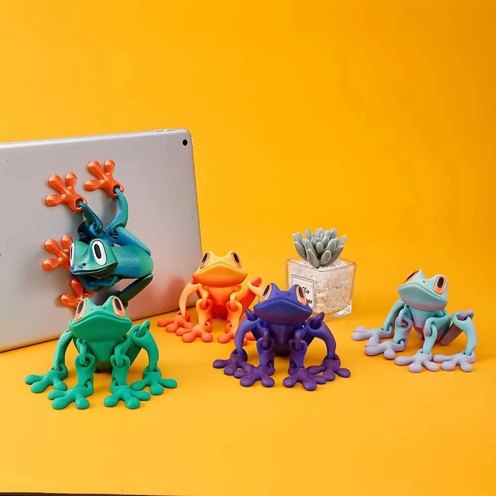 

Movable Joints 3D Printed Frogs Ornament Cartoon Handicraft Frog Sculpture Figurine Realistic 3D Printed Frog Toy Birthday Gift