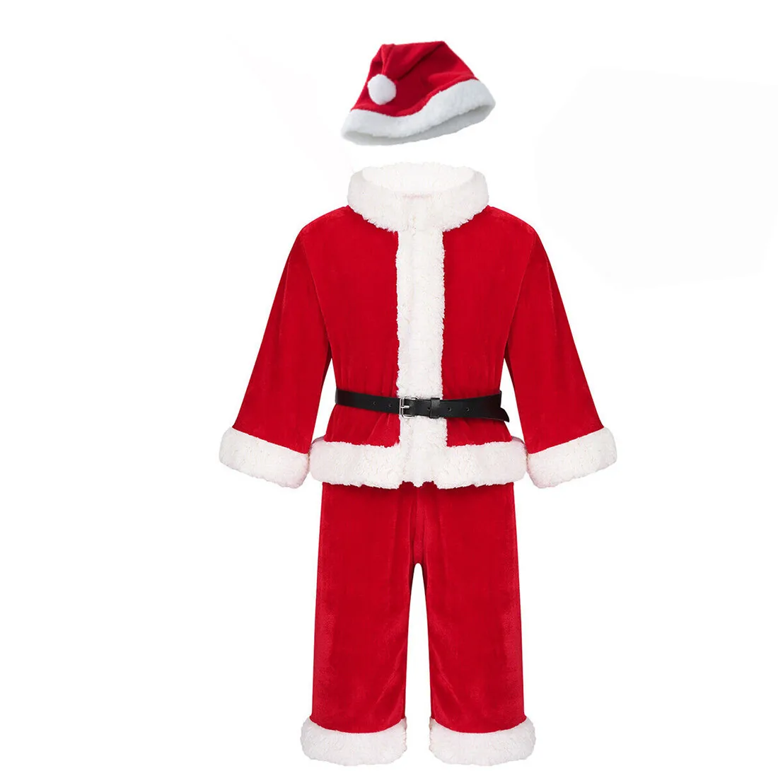 2025 New Year Festival Clothing Set St Nicholas Dress with Hat for Girls Boys Christmas Santa Claus Cosplay Suit Xmas Party Wear