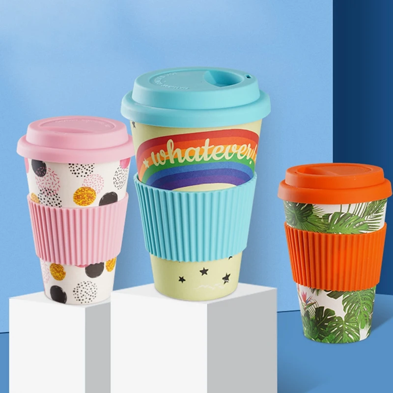 401-500ml Eco Friendly Bamboo Reusable Travel Cup For Outdoor Portable Mug Tea Coffee Cup Coffee Tea Water Juice Mug Flask Gift