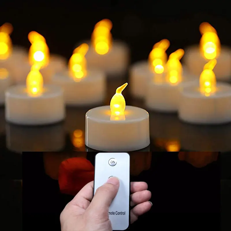 6/12/24pcs Flameless LED Candles Tea Light with Remote Warm Light Outdoor Garden Wedding Party Home Decor Light