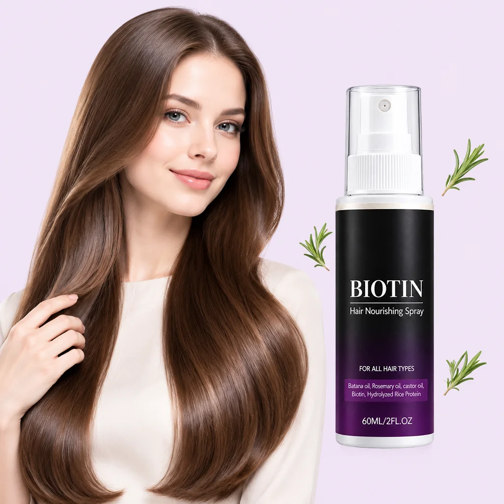 Biotin Nourishing Hair Spray Smoothing Dryness Roughness Hair Texture Enhance Shiny Lightweight Non-greasy Volumizing Hair Spray