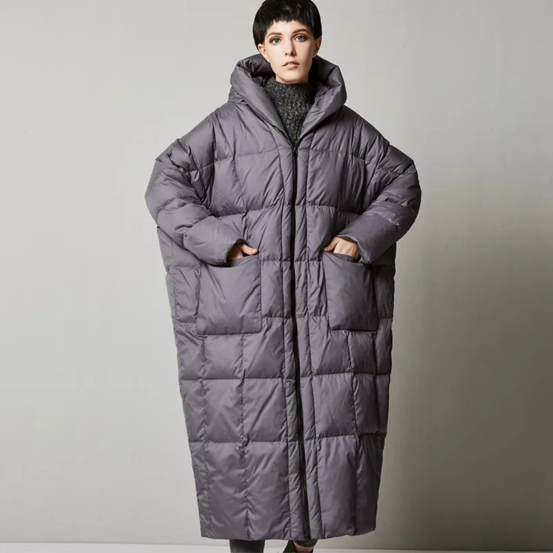 High-Quality Winter Warm Oversized Down Jacket 90% White Duck Down Extended Length Thicken Women's Long Down Coat Puffer Jacket