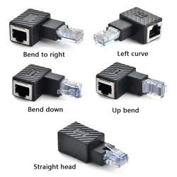 RJ45 Male To Female Converter 90 Degree Extension Adapter for Cat5 Cat6 LAN Ethernet Network Cable Connector Extender