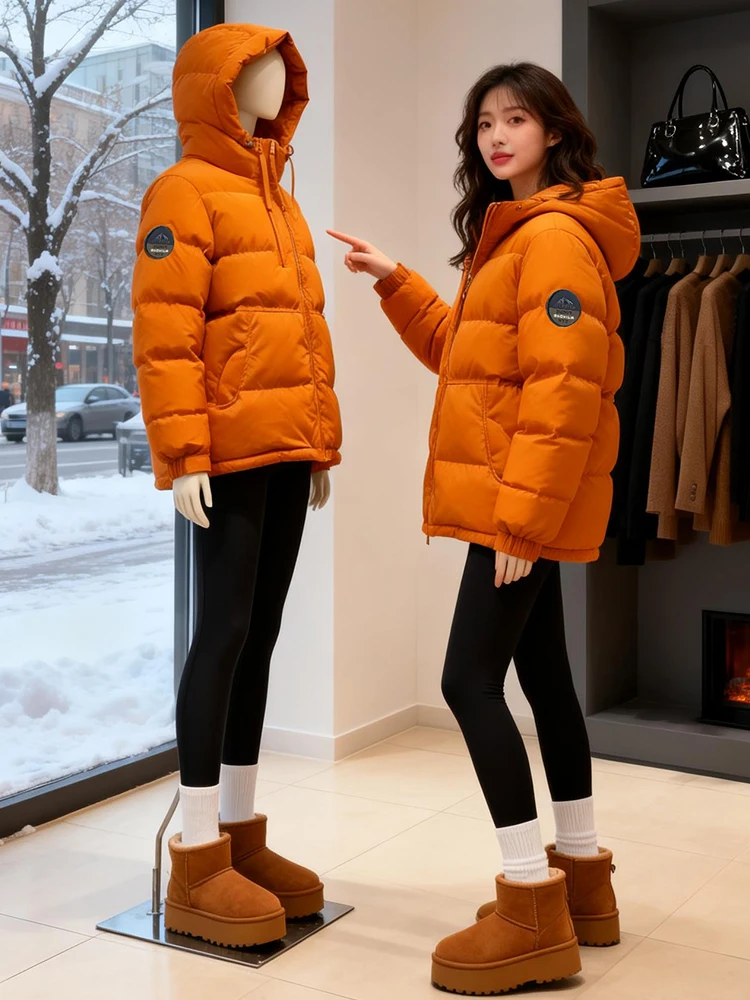 패셔너블 캐주얼 여성용 다운 코튼 재킷 루즈 핏 겨울 신상 출퇴근용 한국 스타일 폴리에스터 섬유 충전재