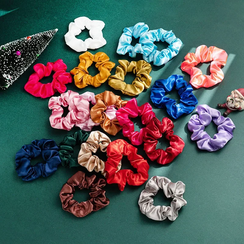 

New Large Scrunchies Rubber Bands Satin Fabric Hair Ties Gum Elastics Ponytail Holders for Women Girls Hair accessories