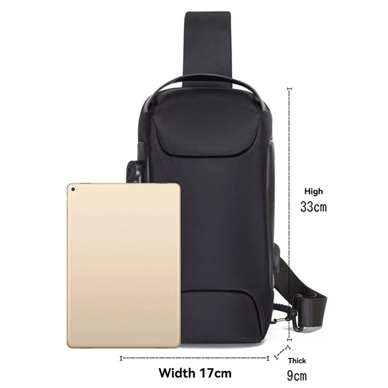 

Waterproof USB Charging Anti-Theft Crossbody Bag with Lock, Black HOT SALE