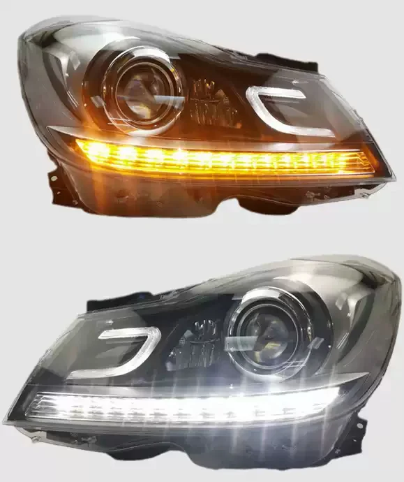 Car LED Headlight Headlamp DRL Daytime Running Light Hi/Lo Beam for Mercedes Benz c180 w204 12-14 angel eye Turn signal