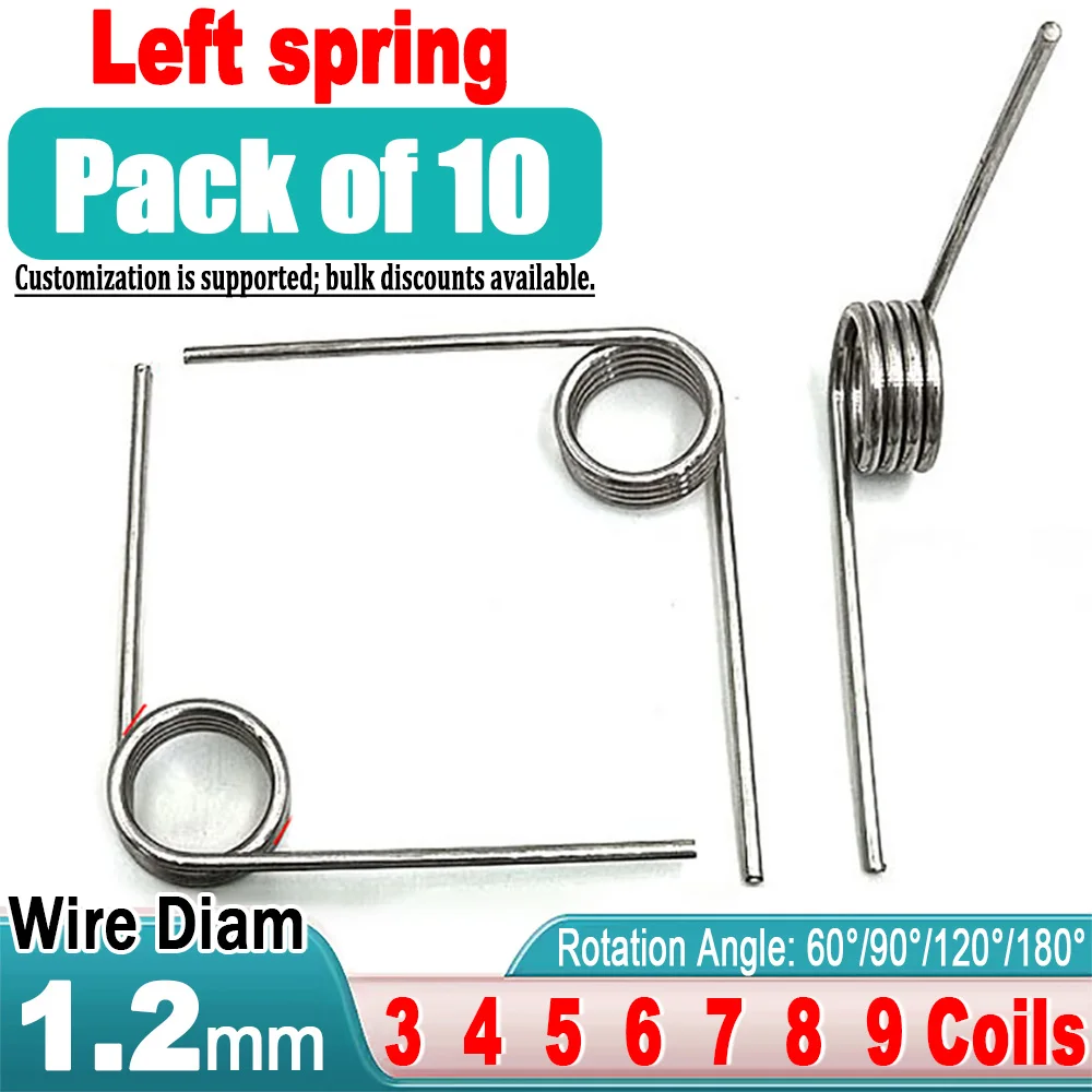 10 Pieces Wire Diameter 1.2mm Spring Steel V-Shaped Helical Torsion Spring Angle 60 90 120 180 Degrees Custom Metal Springs