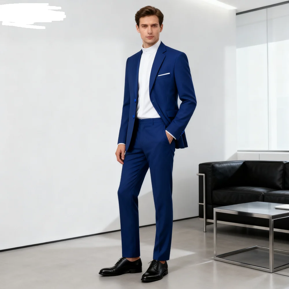 Men's Suit  with Buckle Blazer Sets Groomsmen Smoking Customizable Wedding Dance Prom Formal Suit Custom Tailored