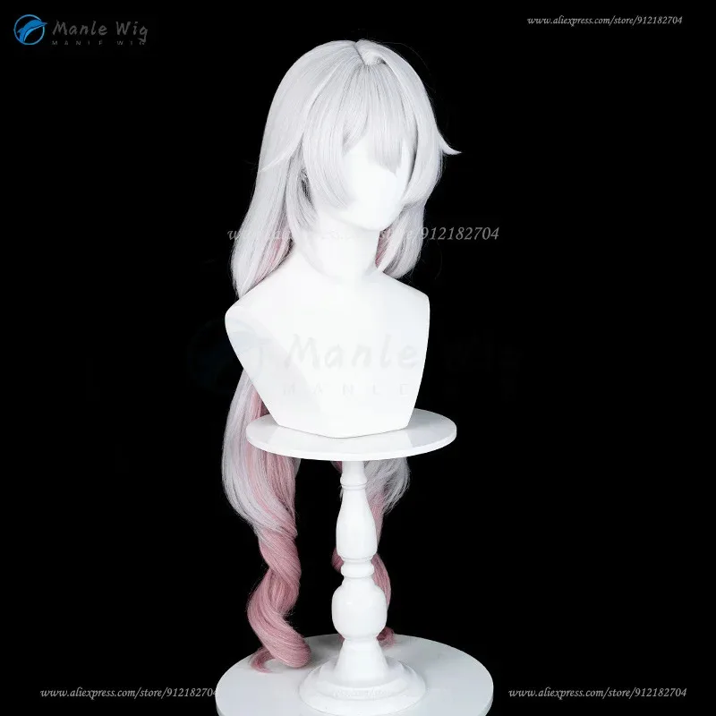 

qq681Theresa Apocalypse Cosplay Anime 90cm Silver White Pink Gradient Wigs Heat Resistant Synthetic Hair Women Wig