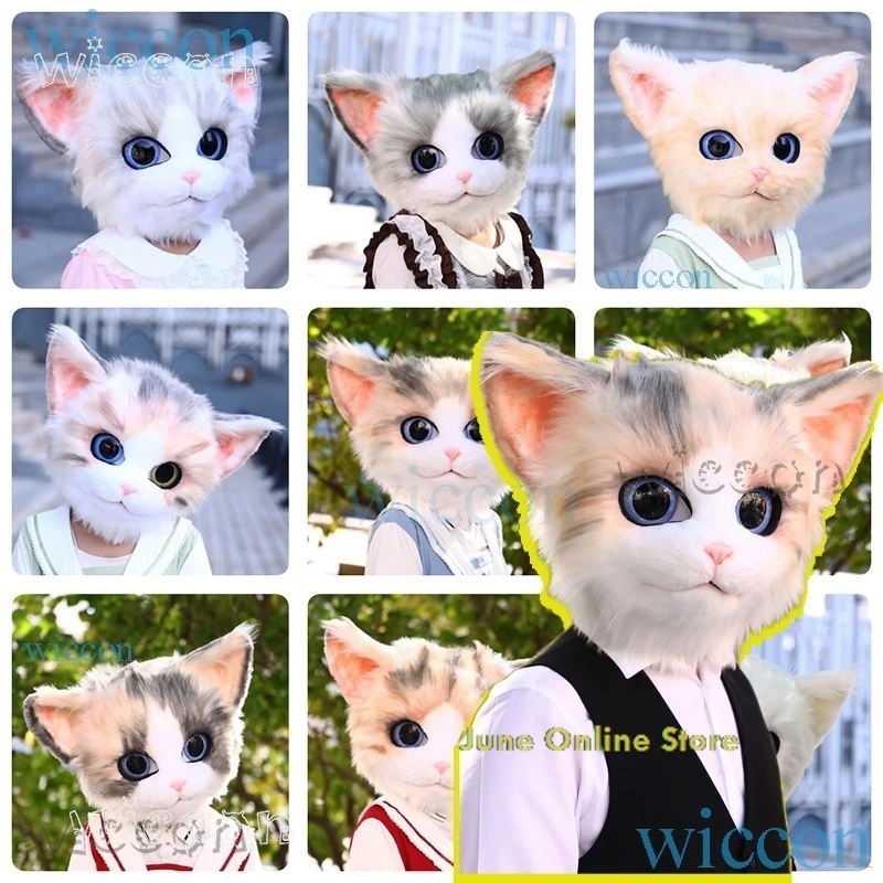 Cat Mask Furry Helmet Fursuit Kigurumi Headsets Furry Cosplay Costumes Comiket Furries Rubbit Doll Cat Costumes Animal Heads