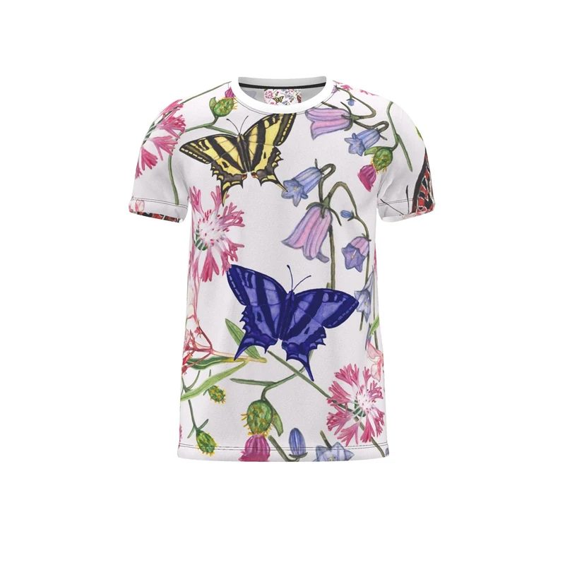 

Mens T-shirt Clothing 3D Print Unique Geometry Round Neck T Shirts Colorful Flowers Butterflies Casual Fashion Comfortable Tees