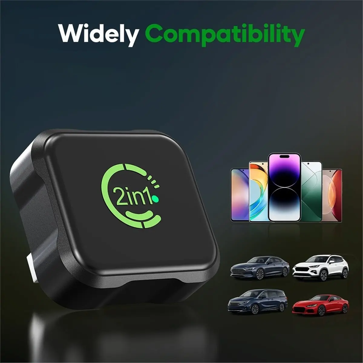 2-in-1 Wireless CarPlay & Android Auto Adapter, Mini Size Plug and Play, Seamless Wired to Wireless Conversion, USB-C