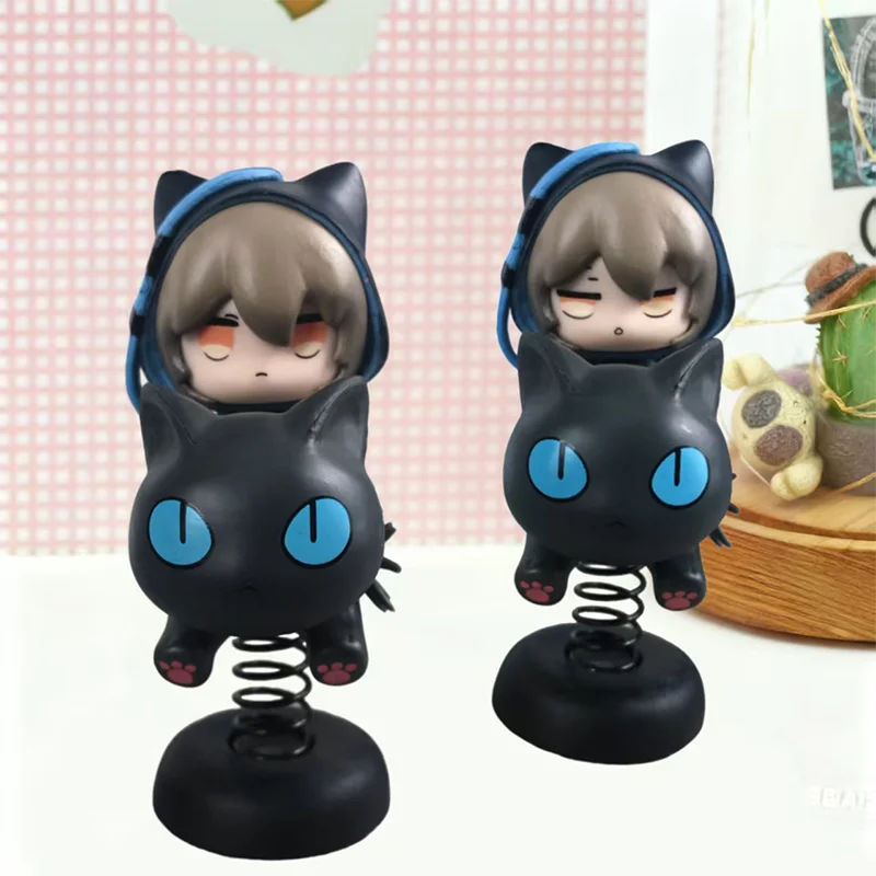 Q-Version Arknights Anime-Figur Puppe Desktop-Modell mit Austauschbarem Gesicht Schwingende Musikpuppe Auto-Dekoration
