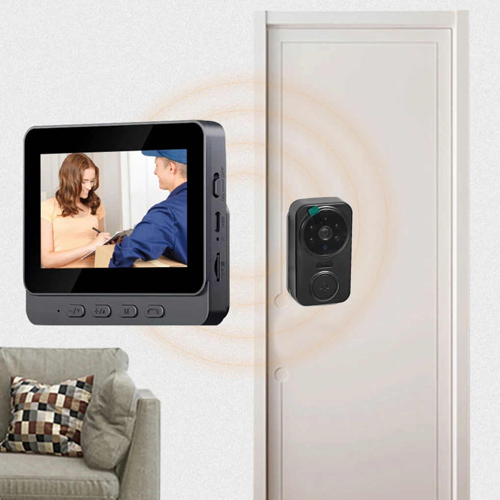 M12 Wireless Smart Video Doorbell 4.3 Inch Color Screen HD Noise Reduction Infrared Night Vision Home 2-way Voice Intercom