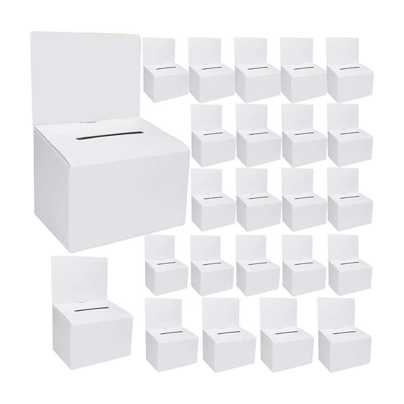 24 Pack Money Box With Slot, Raffle Boxes 6X6inch, Suggestion Boxes With Removable Slot, Donation Boxes