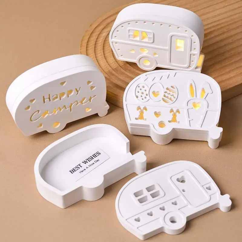 Moule en Silicone pour lumière d'ambiance de Bus, bricolage, lapin creux, voiture, boîte de lumières Led, moules de moulage, plâtre, résine, fabrication artisanale, décoration de maison