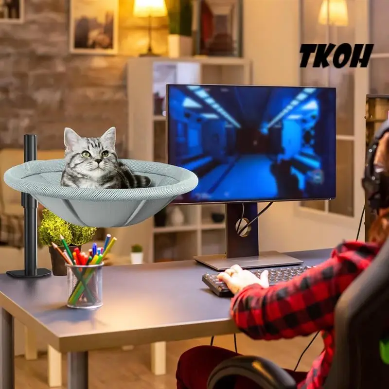 tkoh-cat-desk-bed-60°-rotating-height-adjustable-cat-hammock-perch-sturdy-cats-bed-for-desk-with-removable-washable-cover
