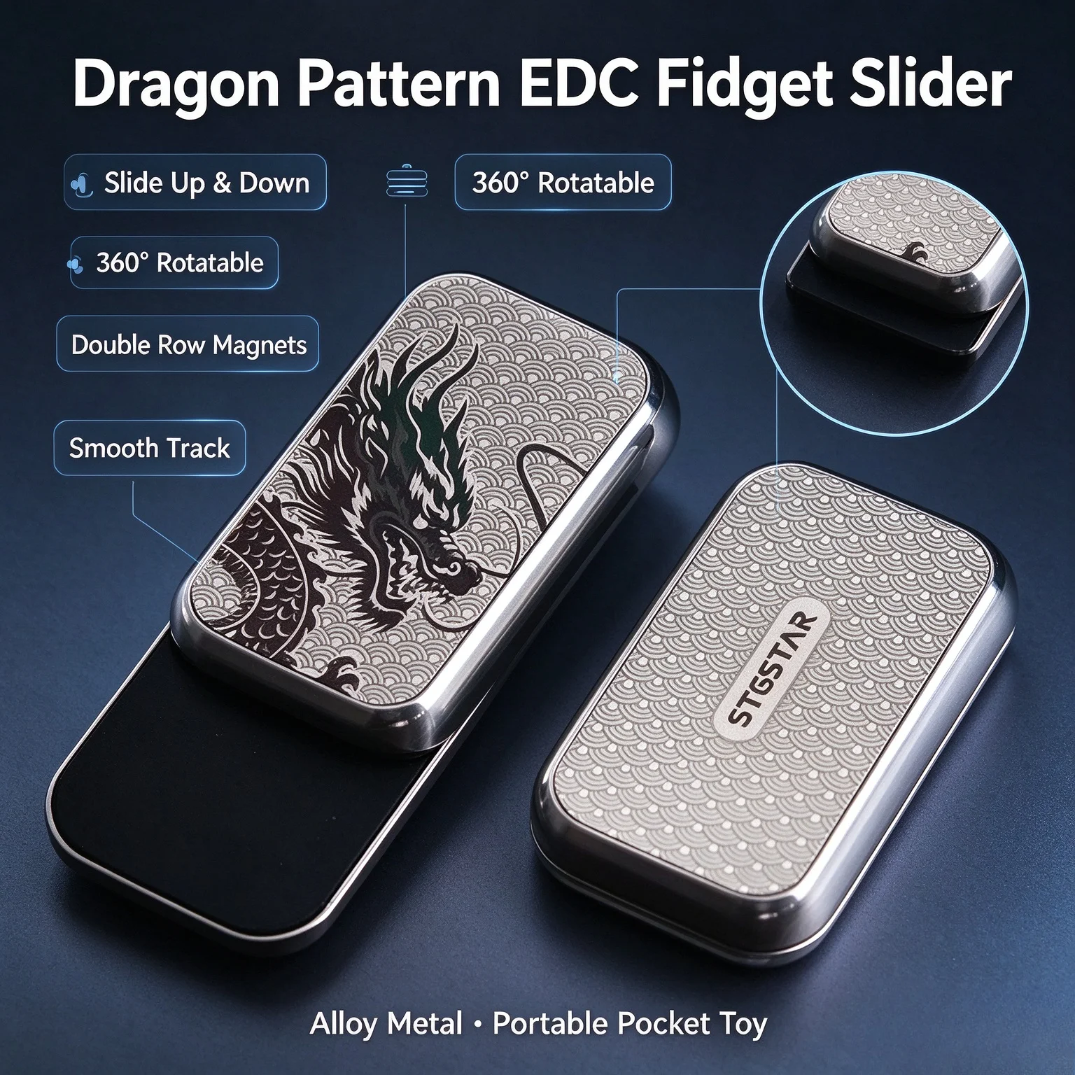 Antistresse Metal Fidget  Anxiety Reducing Fidget Spinners EDC Fidget Slider for Stress Relief Magnetic Push Card Pushing Plate