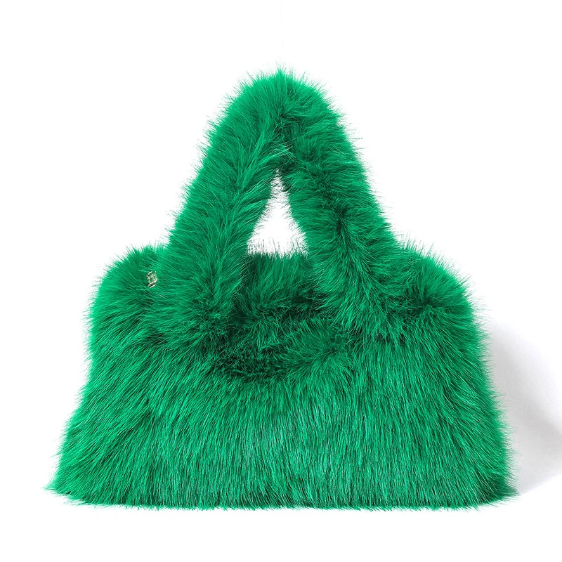

Luxury Faux Mink Fur Bags for Women Handbags Candy Color Plush Tote Fluffy Soft Shoulder Bag Large Capacity Shopper Purses New