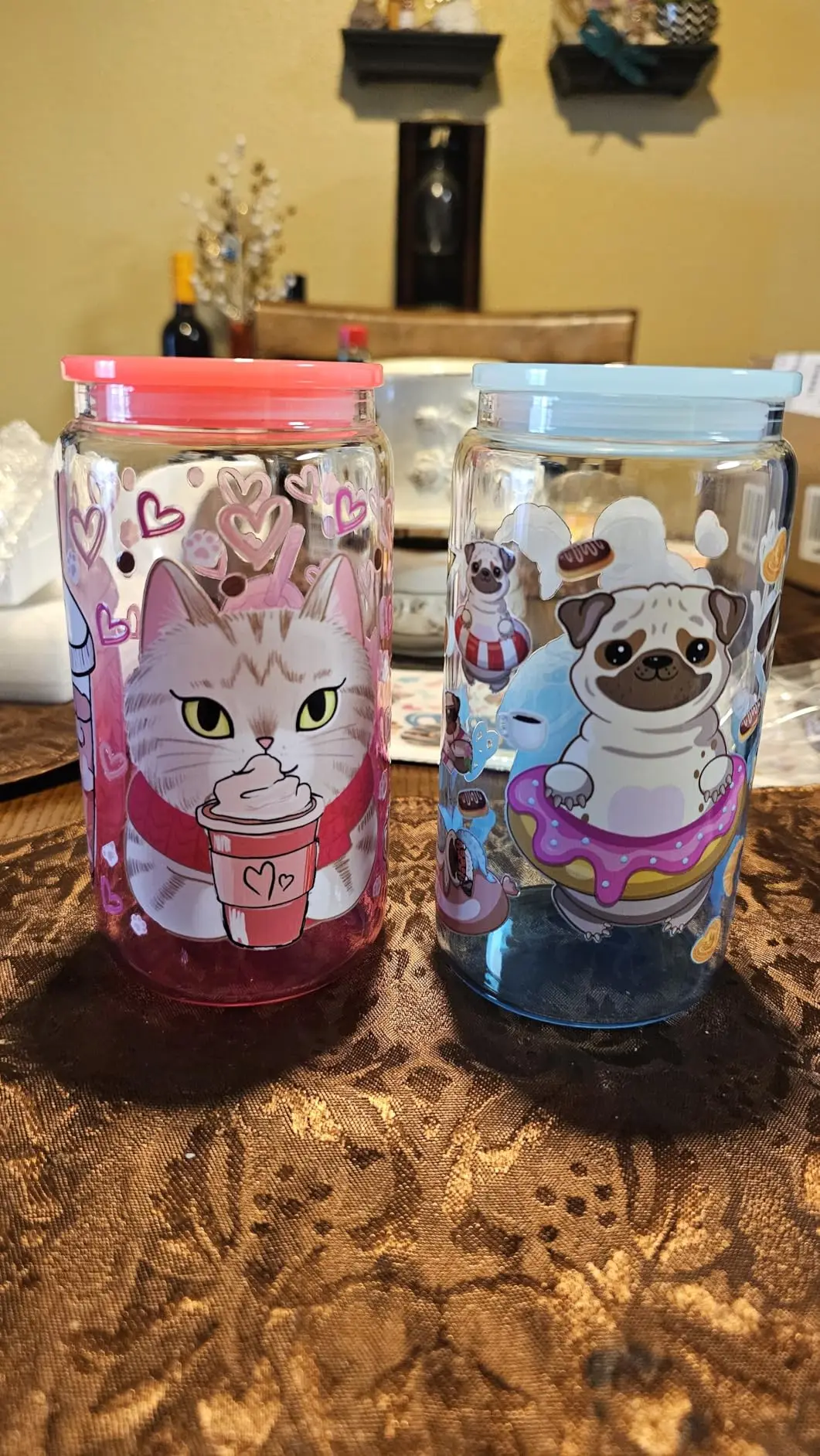 새로운 만화 하마 UV DTF 컵 랩 (16온스용) 방수 UVDTF 전사 스티커, 안경 컵 DIY 문민 머그 스티커용 데칼