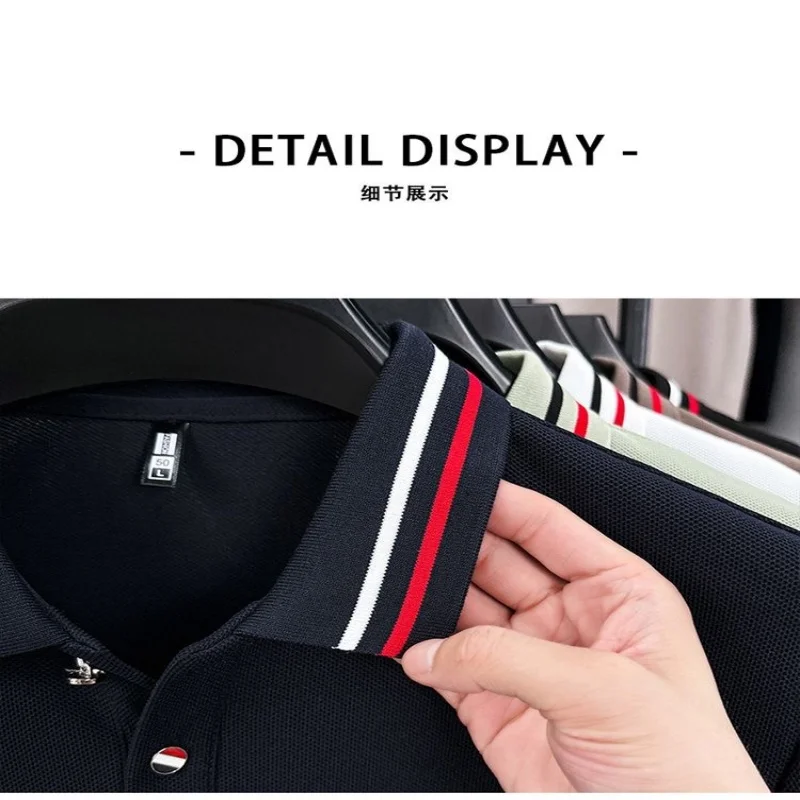 New summer high-quality short sleeved polo shirt for men, fashionable, casual, comfortable, breathable and cool top