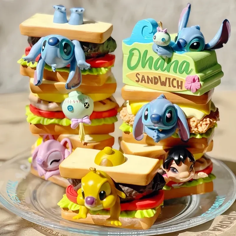 Original Disney Stitch Sandwich Series Box Fashion Player Kawaii Anime Figure Model Decoration Collection Toys Birthday Gifts