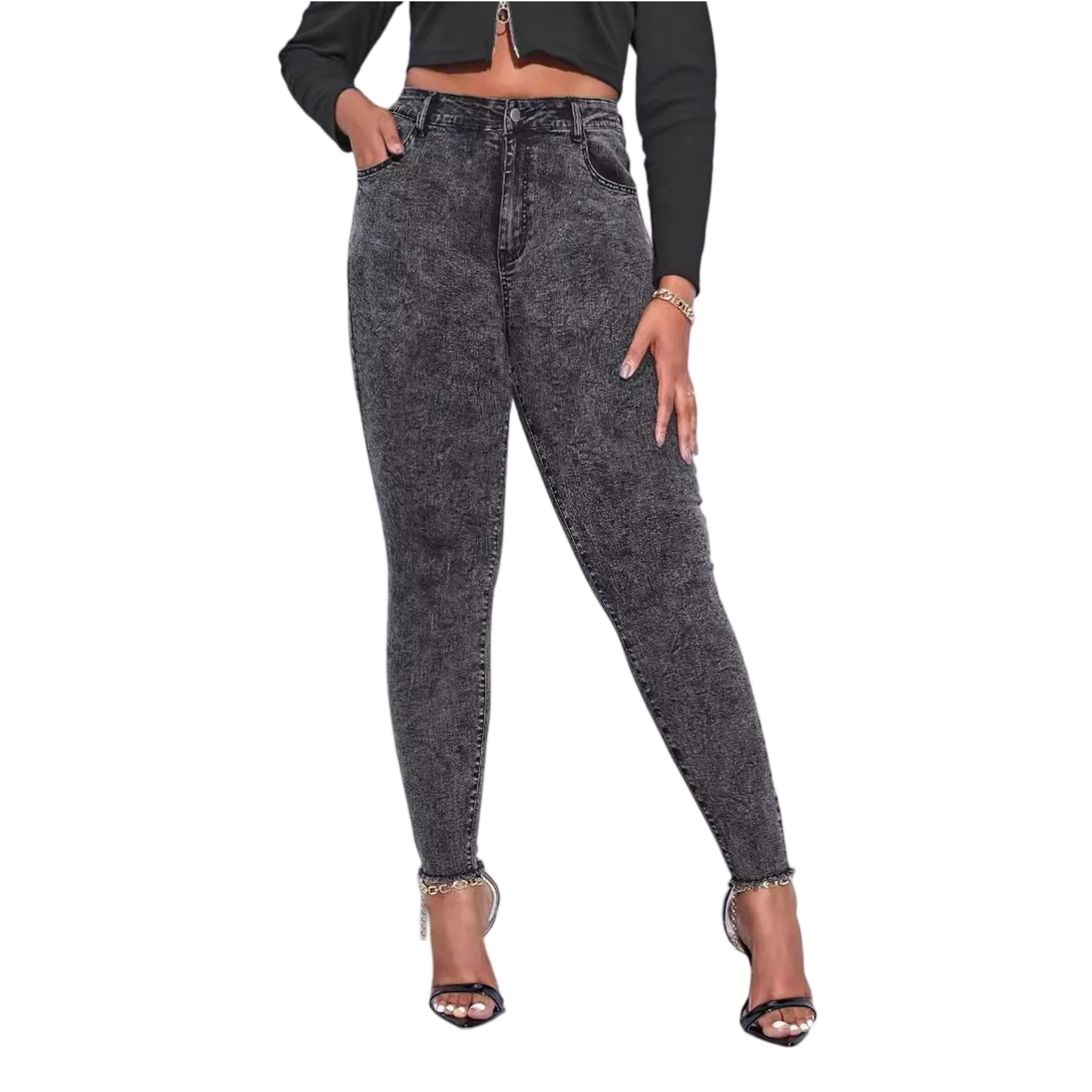 Daily Casual Women Vintage Leggings Stretchy Skinny Jeans Comfortable Fit Long Pants Denim Fabric Straight Leg Jeans Streetwear