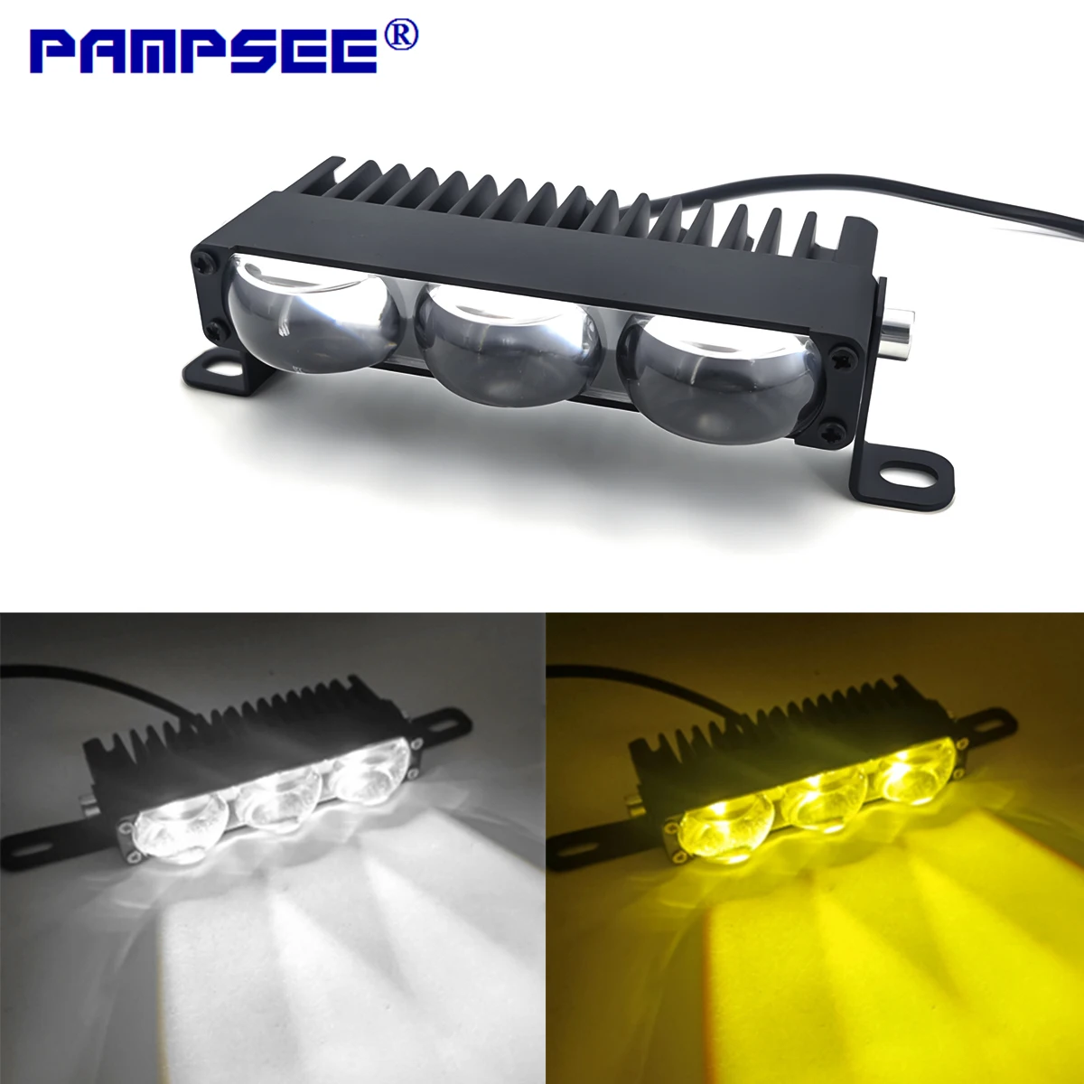 2PCS Mini LED Headlights Bumper Fog Lights Grille Work Lights Driving Assist Lights for Car Motorcycle White and Yellow 9V-36V