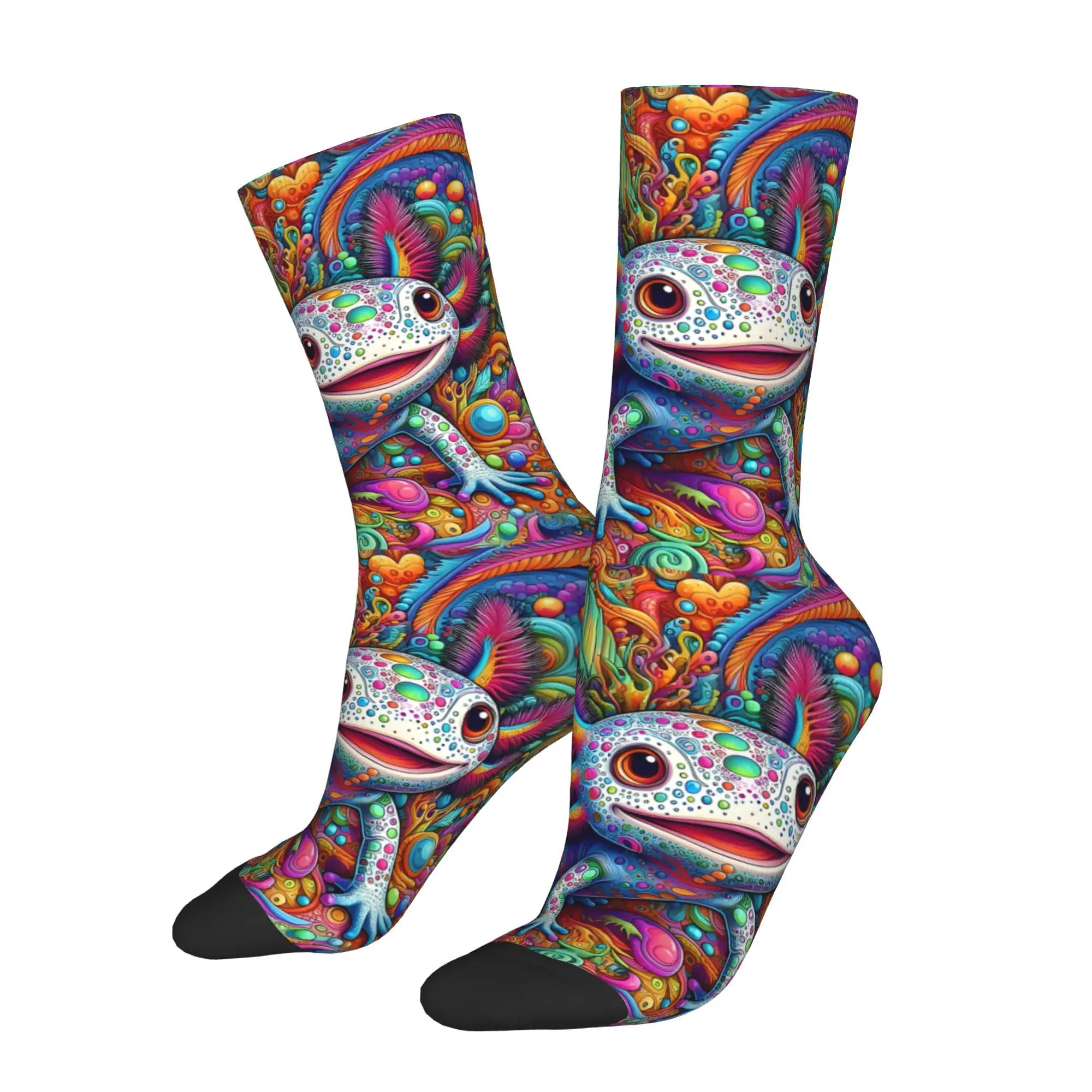 

1pc Axolotl Lovers Printed Men's Socks Novelty Hip Hop Harajuku Pattern Crew Sock Casual Gift