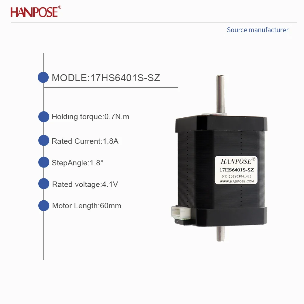 NEMA17 Dual Axis Stepper Motor 0.7N.m 1.5A 17HS6401S-SZ 3D Printing High Precision And Fast Speed Operation for CNC Machines