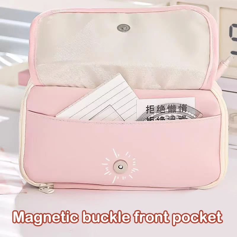 Einfarbiges Federmäppchen im koreanischen Stil, transparente Stifttasche, großes Fassungsvermögen, Schreibwaren-Organizer, Tasche für Schulbedarf, 1 Stück