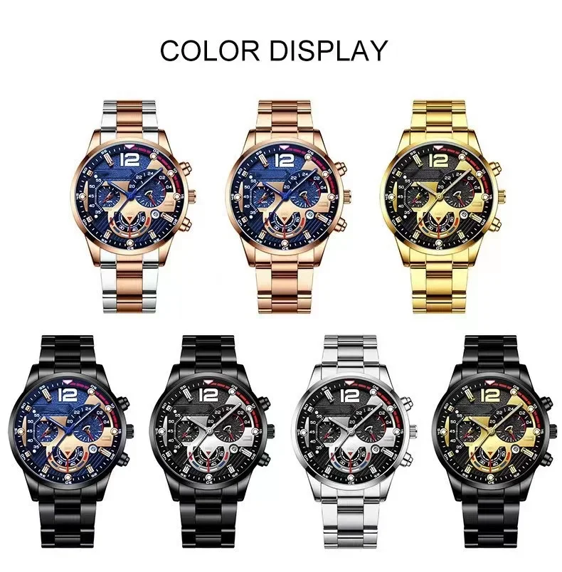 Fashion Mens Stainless Steel Watches Luxury Quartz Wristwatch Calendar Luminous Clock Men Business Casual Watch Reloj Hombre