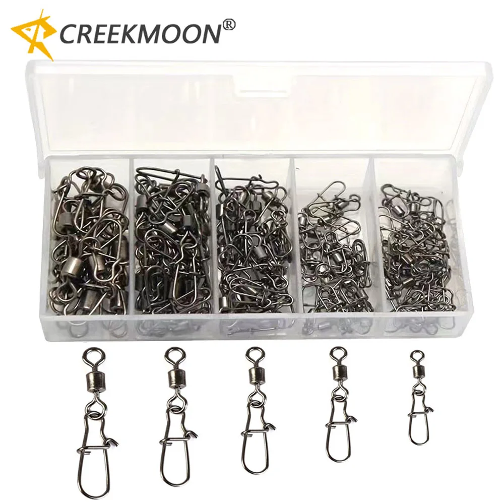 High-strength Smooth Fishing Carabiner Pins 50/95PCS Barrel Snap Connector Ball Bearing Swivels Ring Lure Connectors Accessories