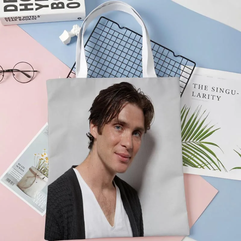 New Lady Tote Bags Cillian Murphy Printed Fabric Eco Handbag High Capacity Shopping Office Reusable Casual Shoulder Bag 1016WJY