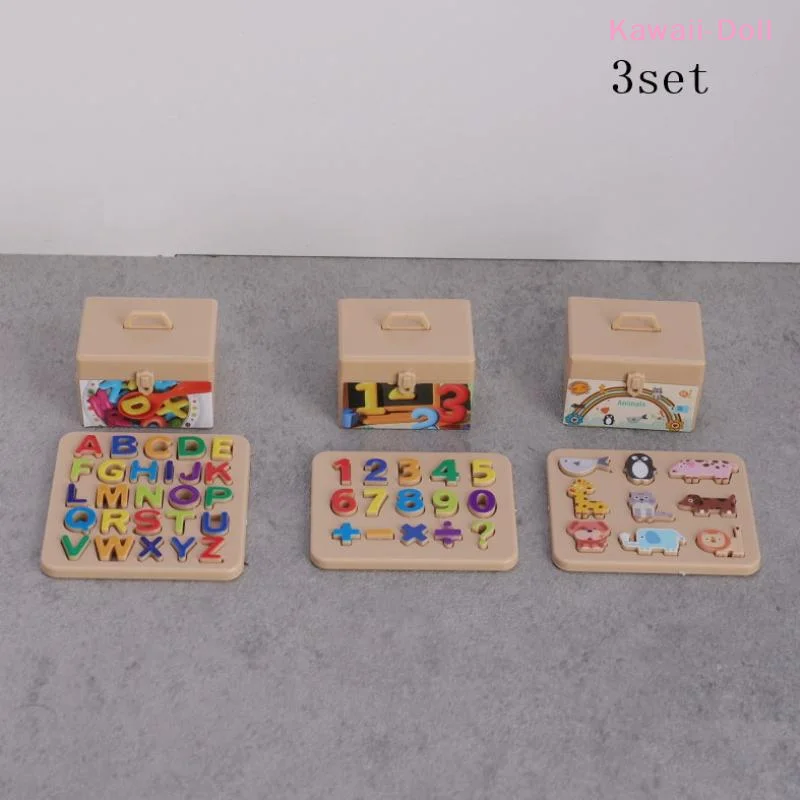 3er-Set Puppenhaus Miniatur Mini-Buchstaben-Puzzle Aufbewahrungsbox Modell Niedliche Bausteine